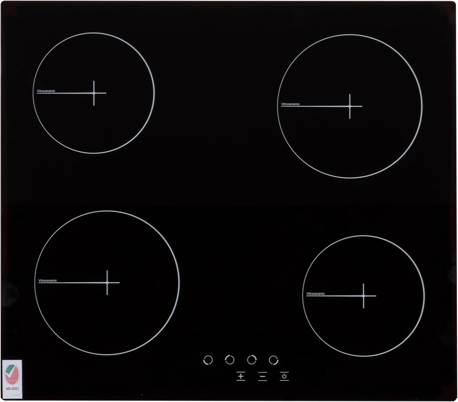 Titan 60 cm Built in Ceramic Hob, Black Vitro-ceramic Glass Plate, Front Touch Control