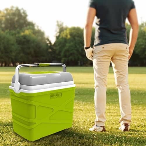 Pinnacle 10 Liter Insulated Cooler Lunch Box -Portable Camping/Picnic Hard Cooler –Coolbox Keeps Cool for 48 hrs. with Ice Retention–Heavy Duty Cooler for Beach, Grill, Travel,Tailgating,Small- Multic