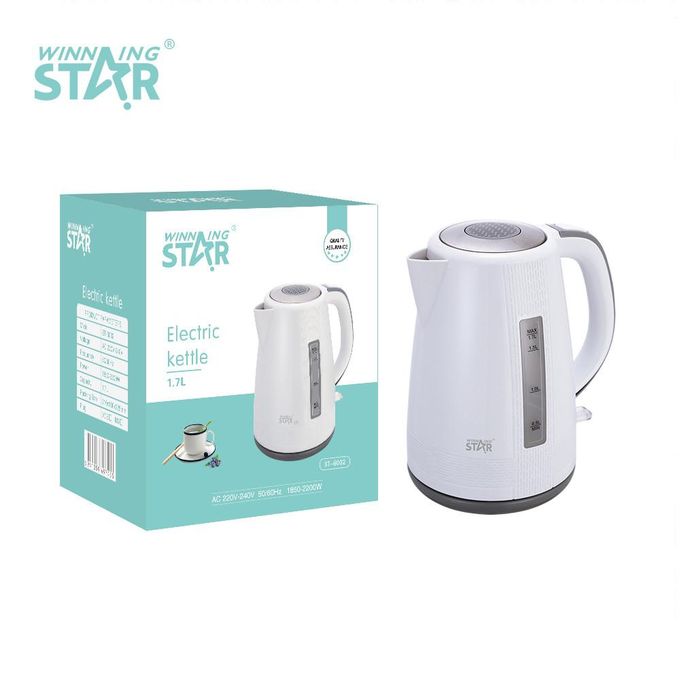 Winning star 1.7 Litre Cordless Electric Kettle With Transparent Measuring Window Home appliance Boiler - White