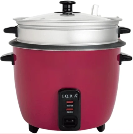 IQRA 1.8-liter 2-In-1 Rice Cooker with Steamer IQRC18ST, 700 watts - Red