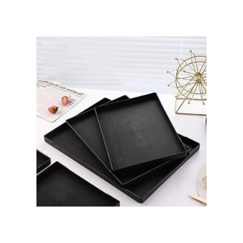 3 Pieces Deep Rectangular Melamine Trays Restaurant Cafe Hotel Kitchen Plastic Custom Non-slip Trays Set Serving Trays Tea Coffee Oyster Buffet Food Service Water Glasses And Cup Trays Room Washing St