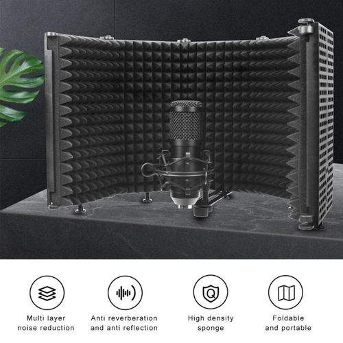 Foldable Adjustable Sound Absorbing Vocal Recording Panel Portable Isolation Microphone Shield Sound-proof Plate Isolation Shield, Noise Reduction, Spray Prevention, Acoustic Panels Mic Shield Soundpr