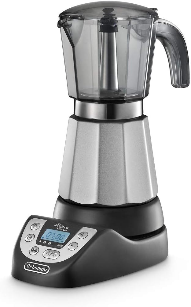 De'Longhi Alicia Plus Electric Moka Pot Coffee Machine, DL EMKP63.B, 550W, 6 Cup Capcity With Keep Warm Function - Coffee Mocha
