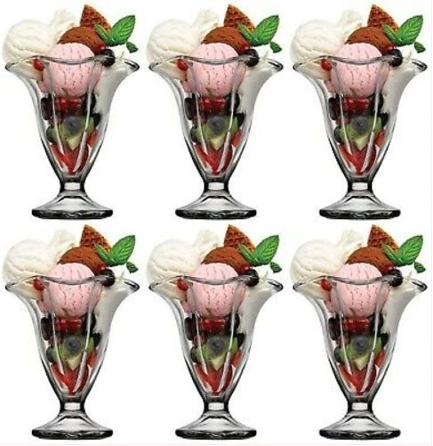 6 Pieces Of Flower Ice Cream Glasses Cups, Dessert Sundae Bowls-Colorless