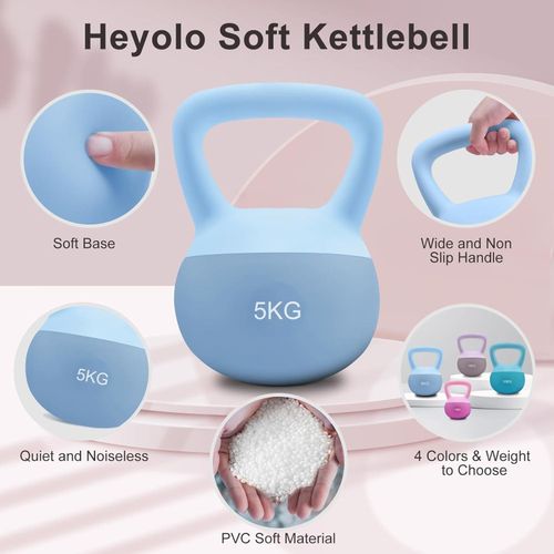 5 KGS Soft Kettlebell Anti Slip Hand Kettle-bell Weights PVC Strength Training Kettlebells with Cushioned Impact-Resistant Base for Workouts Butt Bucking Deep Squat Strength Personal Training Lifting 