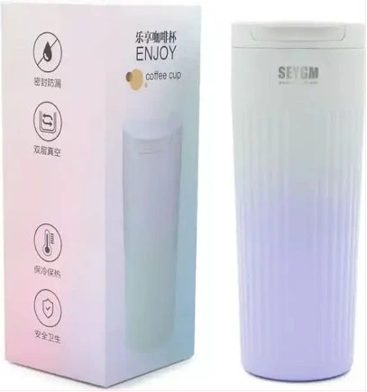 Stainless Steel Thermos Mug Colorful Double Wall Portable Outdoor Travel Coffee Tumbler Mug Cup- Multi-colour