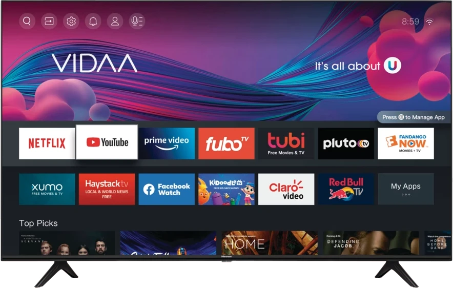 Hisense 58 inch 4K Smart TV 58A6HS– Frameless Vidaa Smart TV, Bluetooth, HDMI, USB, Netflix and Youtube One Touch (3YRs WRTY)