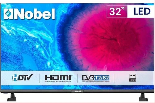 NOBLE 32-Inch Digital TV; Frameless, HD- ready LED TV, 2- Remote Controls, AC/DC, 3-HDMI Ports, USB, Inbuilt Free To Air Decoder - Black