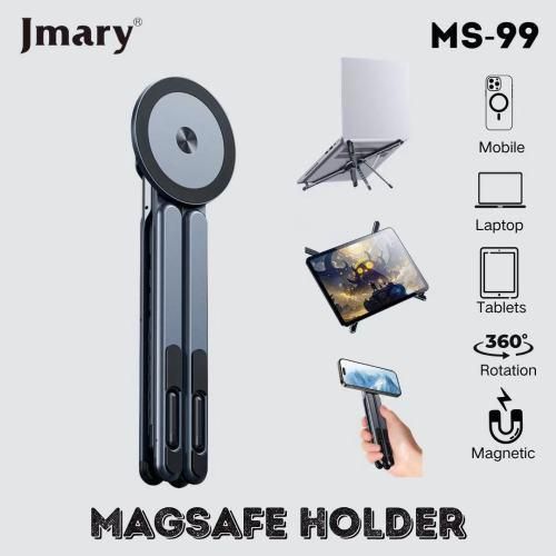 Jmary Mobile Phone Bracket Adjustable Tripod Magnetic Foldable Portable MS-99 3-in-1 Aluminum Laptop Stand Holders Lightweight Multi-Functional 360 Rotating Laptop Magnetic Travel Holder For Phone, Ta