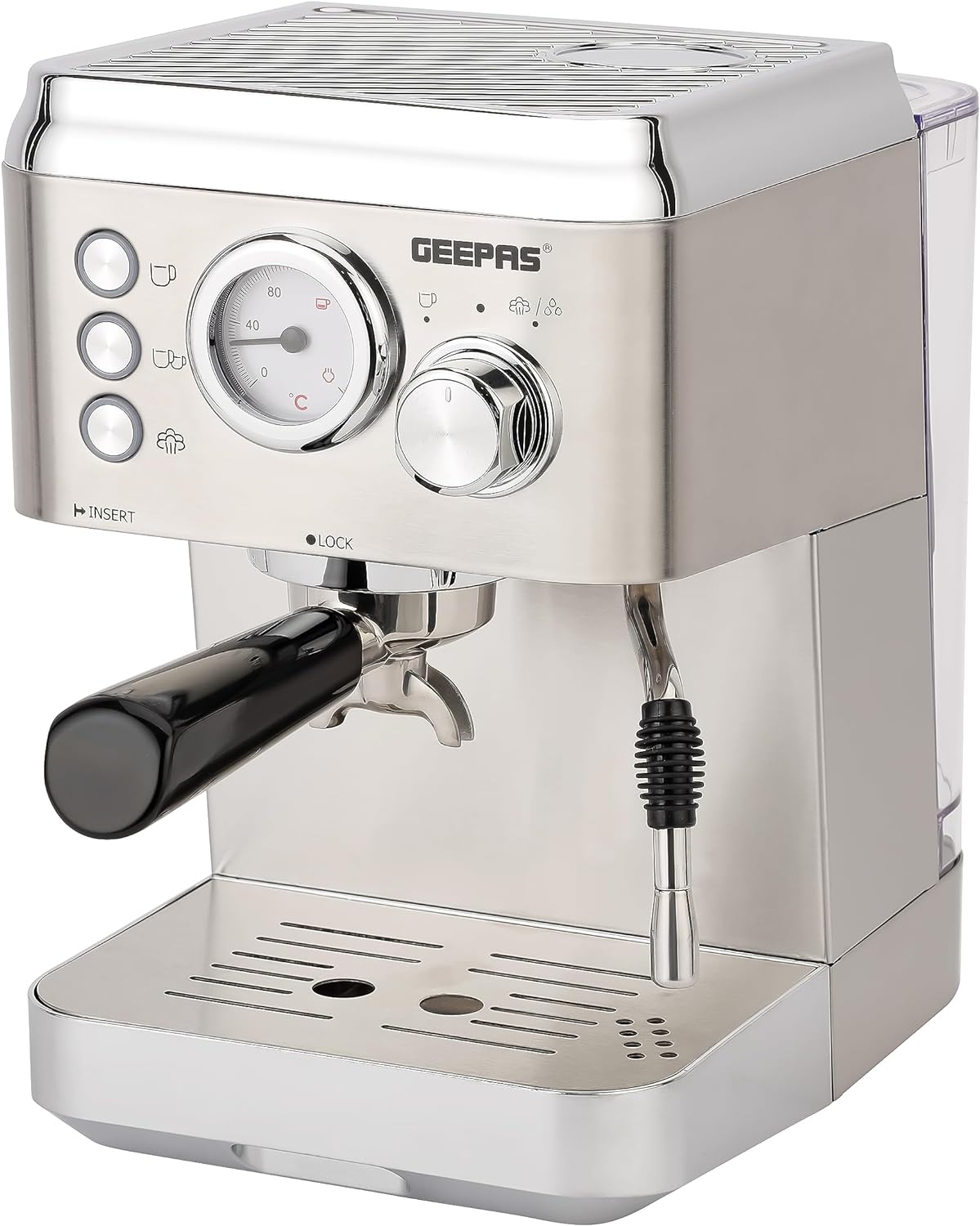 Geepas 20 Bar Espresso and Cappuccino Coffee Machine- GCM1523SS