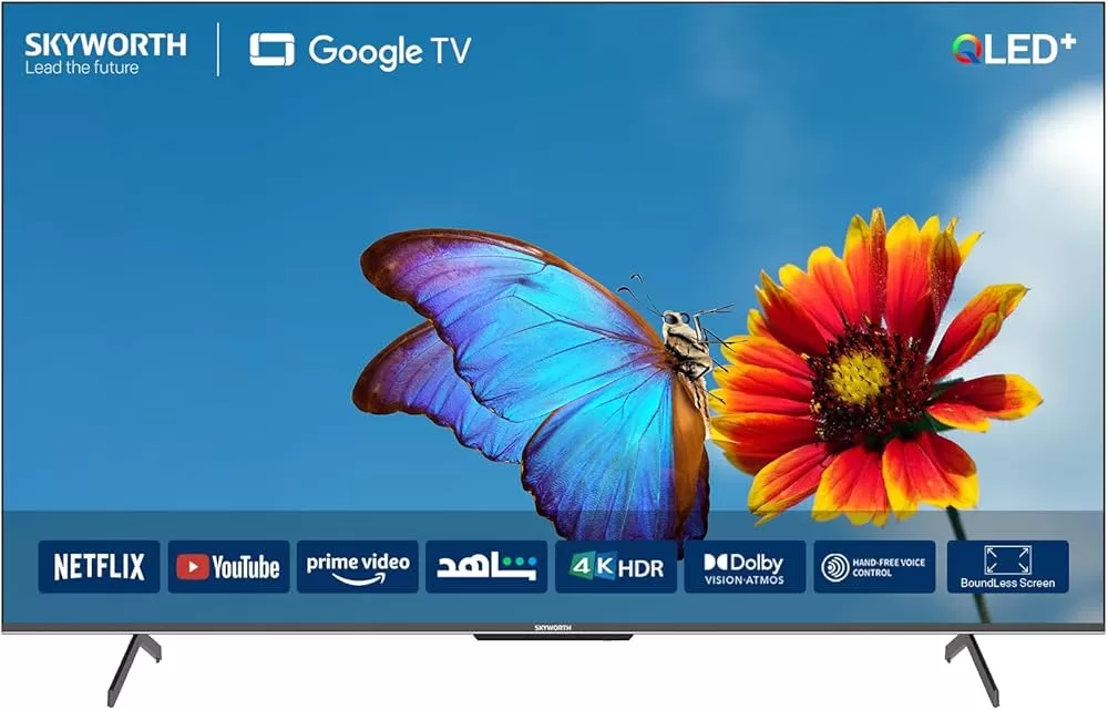 Skyworth 65 inch QLED UHD 4K Smart Google TV 65SUE9500, Voice Control, Chromecast Built-in, Netflix, Youtube, Prime Video, Bluetooth, Inbuilt Free To Air Deccoder - Black