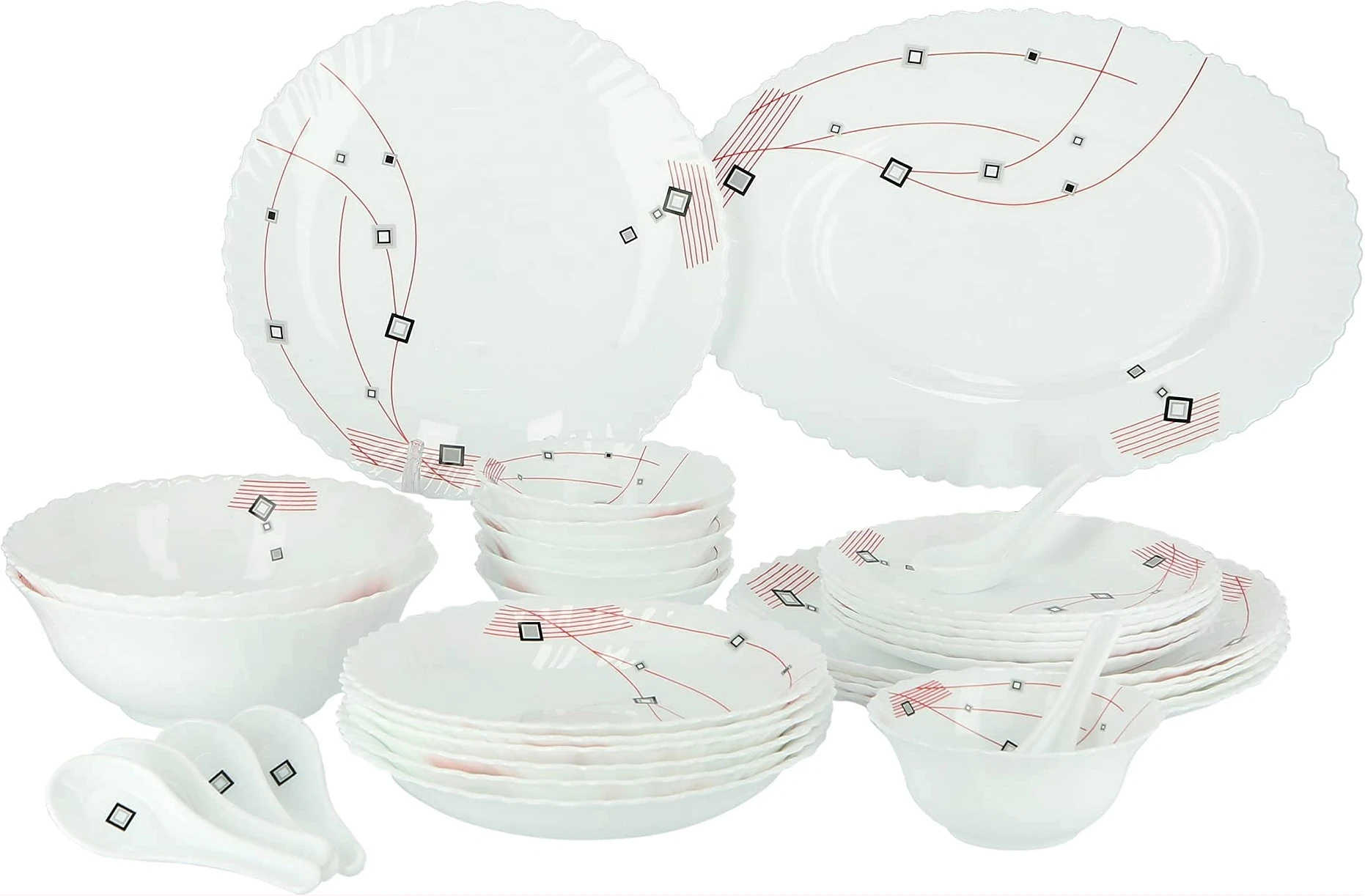 Royalford Opal Ware Dinner Set, 33 Pcs, RF8982
