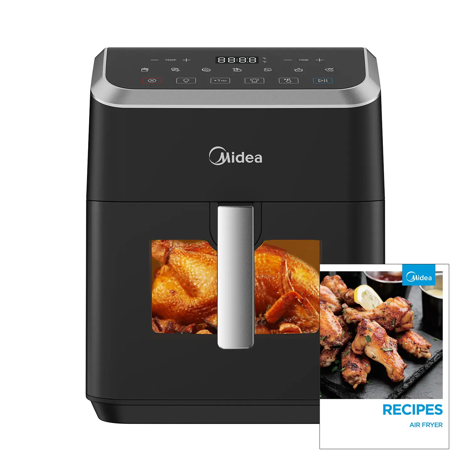 Midea Air Fryer 5.5L Capacity, HeatXpress Technology 90% Less Oil, Energy and Time Saver with 7 Presets, Easy-View Window & Light, Non-Stick, Dishwasher Safe Basket, 1800-Watt