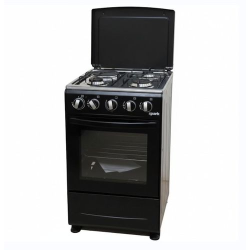 SPARK 50X50cm 3 Gas Burner and 1 Electric Hotplate With Gas Cooker - Black (1YR WRNTY)