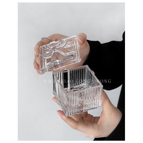 Kitchen Food Storage Jar Clear Glass Container Glass Sugar Bowl Heart Glass Candy Jar With Lid Crystal Jewelry Box