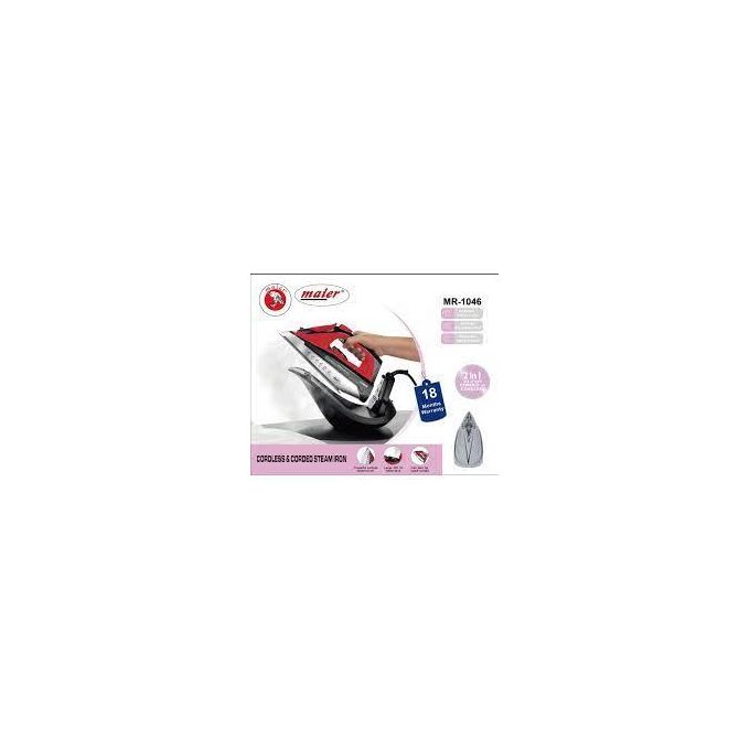 Maier 2 In 1 Cordless or Corded Hand Held Anti-Drip Ceramic Hybrid Clothes Steam Iron with Vertical Steam and Auto-Off Function- Multicolor