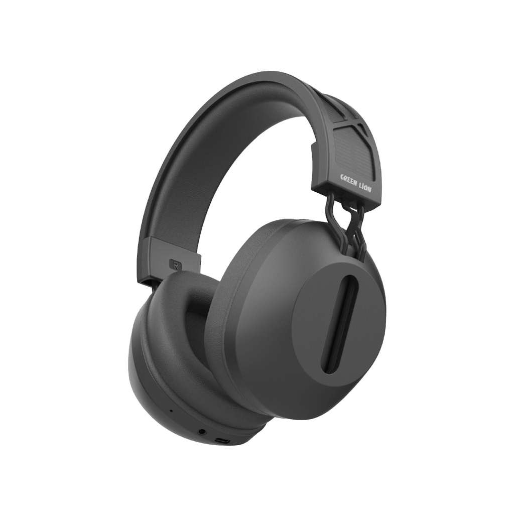 GREEN LION SolarEcho ANC Wireless Headphones with 20Hrs Play Time/ Microphone / Aux Support / Music / Movies - Black