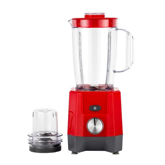 Geepas 1.6L 2-In-1 Unbreakable Jar Blender GSB44107, 650W, Powerful Motor, 2 Speed Setting and Pulse, Stainless Steel Blades - Red