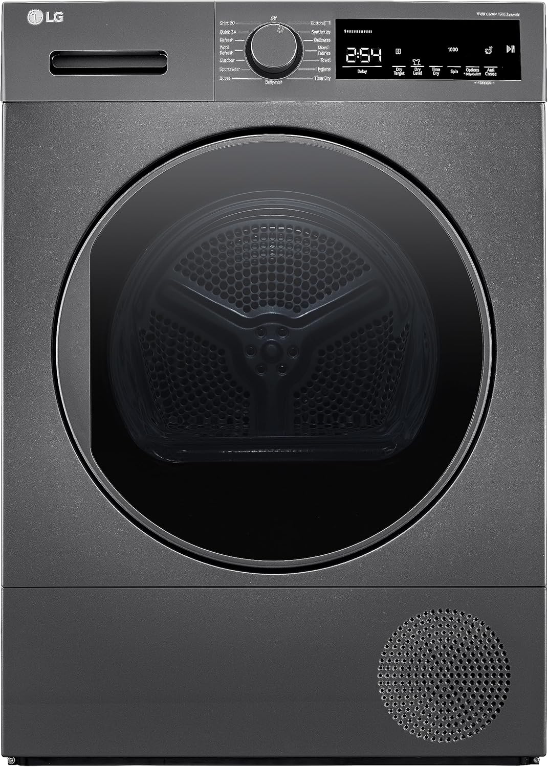 LG 8 Kg Tumble Dryer, Big LED, Sensor Dry, Heat Pump, Visible & Elegant Design, Galvanized Drum, Child Lock, Dark Silver Color, Made in Türkiye - RH80T2SP7RM