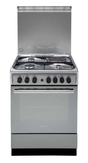 Ariston Cooker  60cm; 3 Gas, 1 Electric Hot Plate, A6MSH2F(X), Electric Oven, Timer, Electric Grill, Rotiserrie, Heavy Duty Pan Rest, Warming Drawer, Auto Ignition, Hob Flame Failure Device