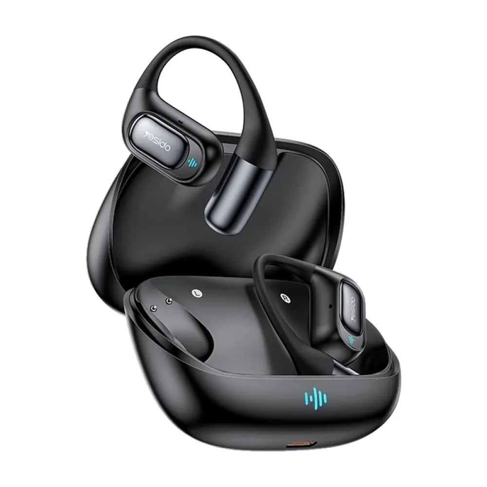 Yesido YSP23 Open Ear ANC & ENC Bluetooth Earphones (Black) – Dual Noise Reduction with 35H Battery Life