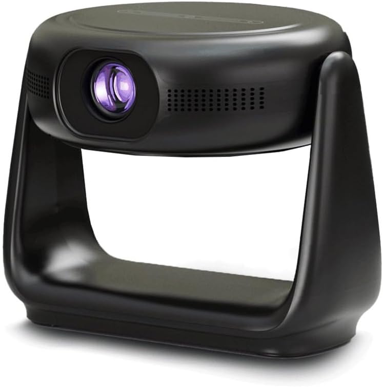 Powerology 300 Ansi Lumens Full HD Rotating Stand Portable Projector with Built-InBattery 5200mAh- Speaker: 5W - Projection Size: 30-150 inches - Resolution: Full HD 1080P - Black