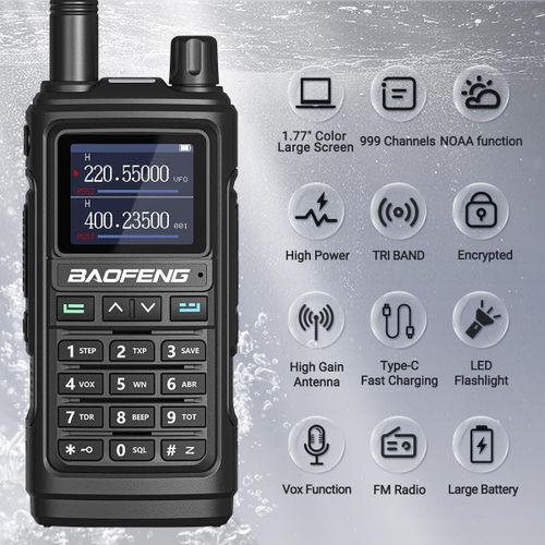 Baofeng UV-17R Ham Radio Upgrade Uv-5r Two Way Radio Long Range Dual Band USB Charger 999 Channels Hand Free VOX Walkie Talkies For Adults With 771 Antenna Earpiece Flashlight Battery