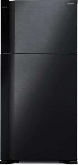 Hitachi 600 - liter Double Door Refrigerator with Inverter Compressor, Brilliant Black – RV750PUN7KBBK; Frost Free Top Mount Freezer, Dual Fan Cooling