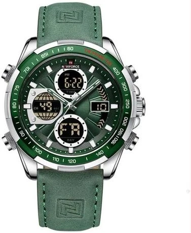 Naviforce Leather Strapped Office And Casual Water Proof Watch - Green