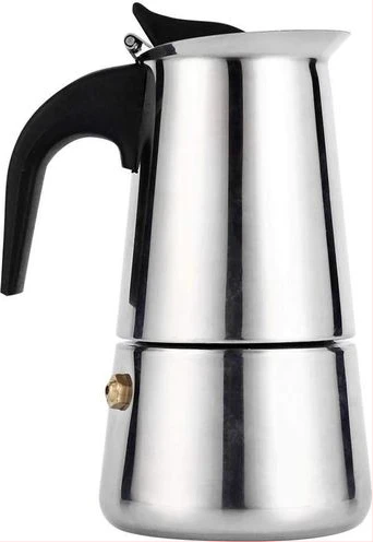 9 Cups Moka Pot Large Capacity Stainless Steel 304 Moka Pot Coffee Maker Stovetop Espresso Maker Coffee 450ML- Siliver