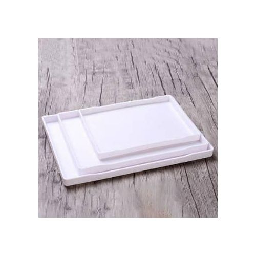 3 Pieces Deep Rectangular Melamine Trays Restaurant Cafe Hotel Kitchen Plastic Custom Non-slip Trays Set Serving Trays Tea Coffee Oyster Buffet Food Service Water Glasses And Cup Trays Room Washing St