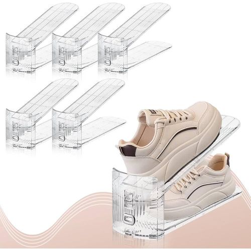 Shoe Slots Organizer for Closet, 4 Pack Shoe Stacker Shoe Rack Organizer for Closet Space Saver Storage Shoe Holder Organization(Transparent)
