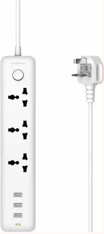 Oraimo Power Hub 3 Ac Outlets With 3 Usb Ports 1.8meter Extension Cable - White