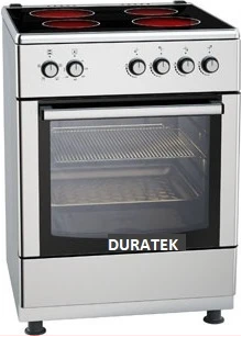 DURATEK Ceramic Cooker 60x60cm VitroCeramic 4-Elecric Plates DTC6004CERSTK, Electric Oven, Thermostat, Rotisserie, Oven Turbo Fan