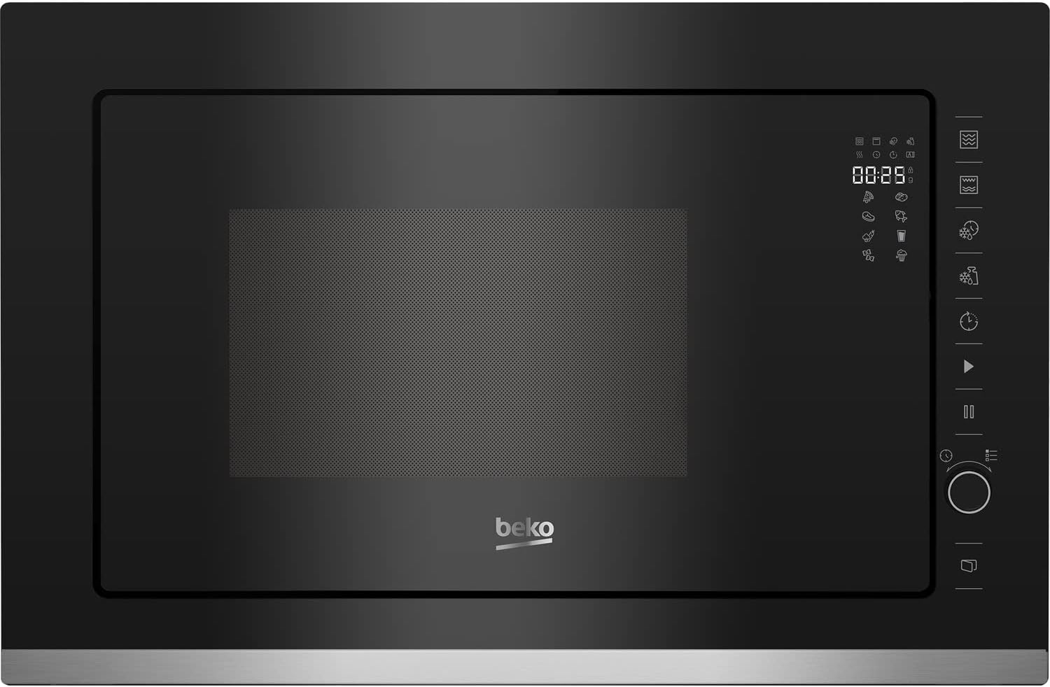Beko 60cm Built-in Microwave Oven with Grill, 25L, Microwave Grilling, Digital Timer, Auto-weight Defrost, Child Lock, Black – BMGB25333X