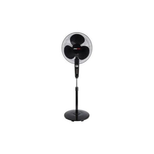 MeWe 16 Inch Stand Fan, Pure Copper Metal With Timer - Black