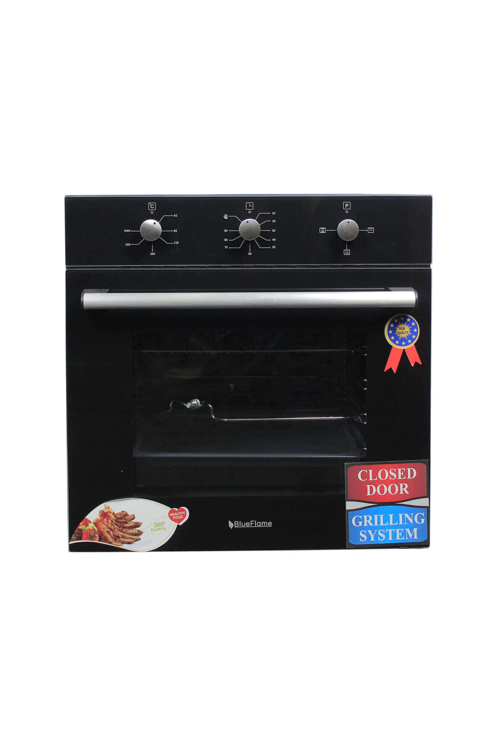Blueflame 60cm Built-in Electric Oven 3002 BE3, Thermostat, Fan, Grill, Timer - Black