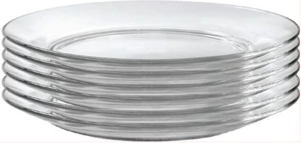 Clear Glass Round Dinner Plates, 6PCS