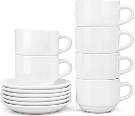 Restaurants And Office 6 Piece Cups And 6 Saucers - White