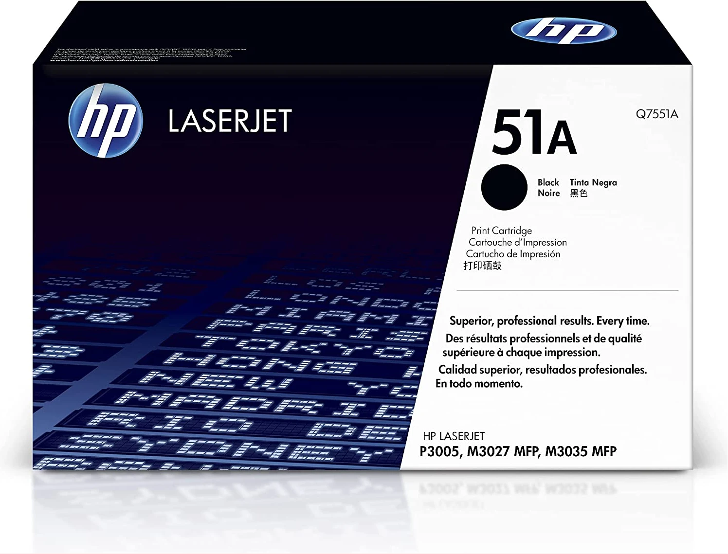Original HP 51A Black Toner Cartridge Works with HP LaserJet P3005 Series; HP LaserJet M3027, M3035 MFP Series Q7551A