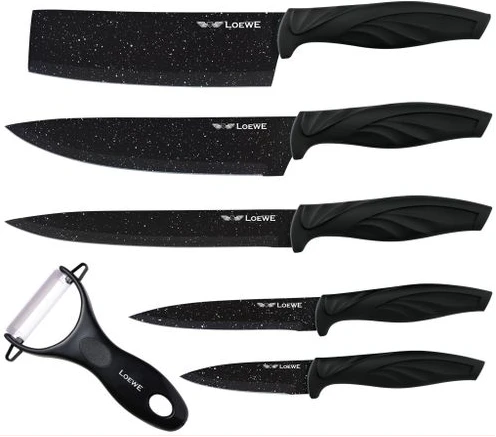 Loewe 6 Pieces Of Kitchen Non-Stick Coating Knife Set -Black