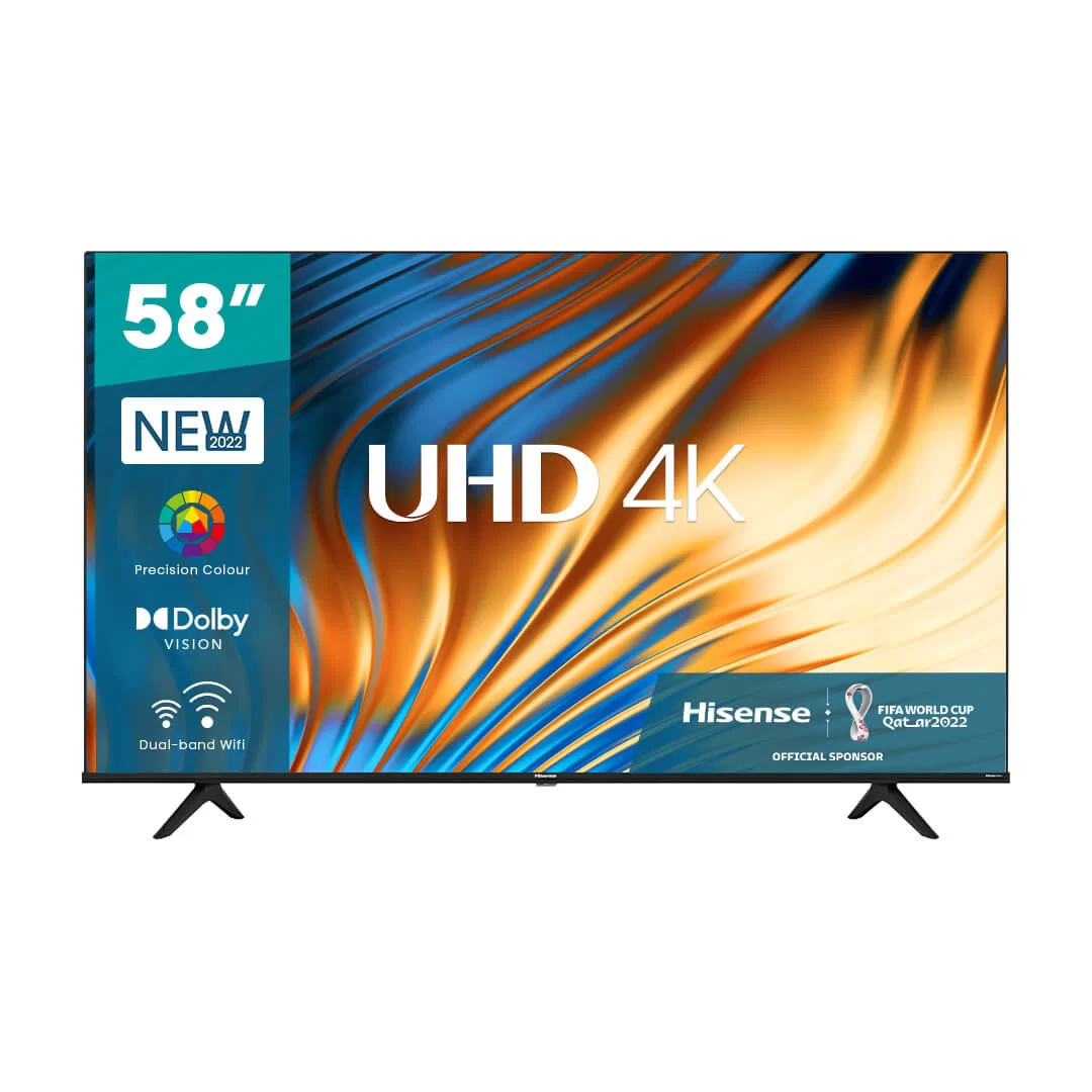 Hisense 58 Inch 4K UHD Smart TV, with Dolby Vision HDR, DTS Virtual X, Youtube, Netflix, Disney +, Freeview Play and Alexa Built-in, Bluetooth and WiFi , Black (3YRs WRTY)