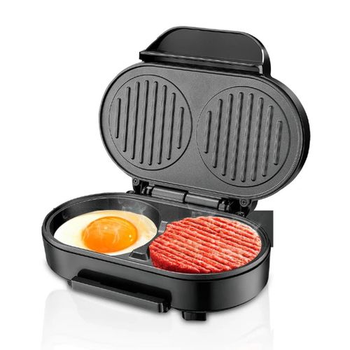 RAF Electric Double Round Breakfast Machine, Electric Egg Hamburger Machine, Non-stick Egg Burger Machine with Aluminum Heat Plate for Egg Pancakes, Steak, Egg Burger