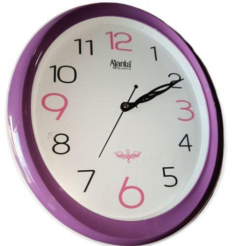 Ajanta Quartz Wall Clock Oval Shape - Purple