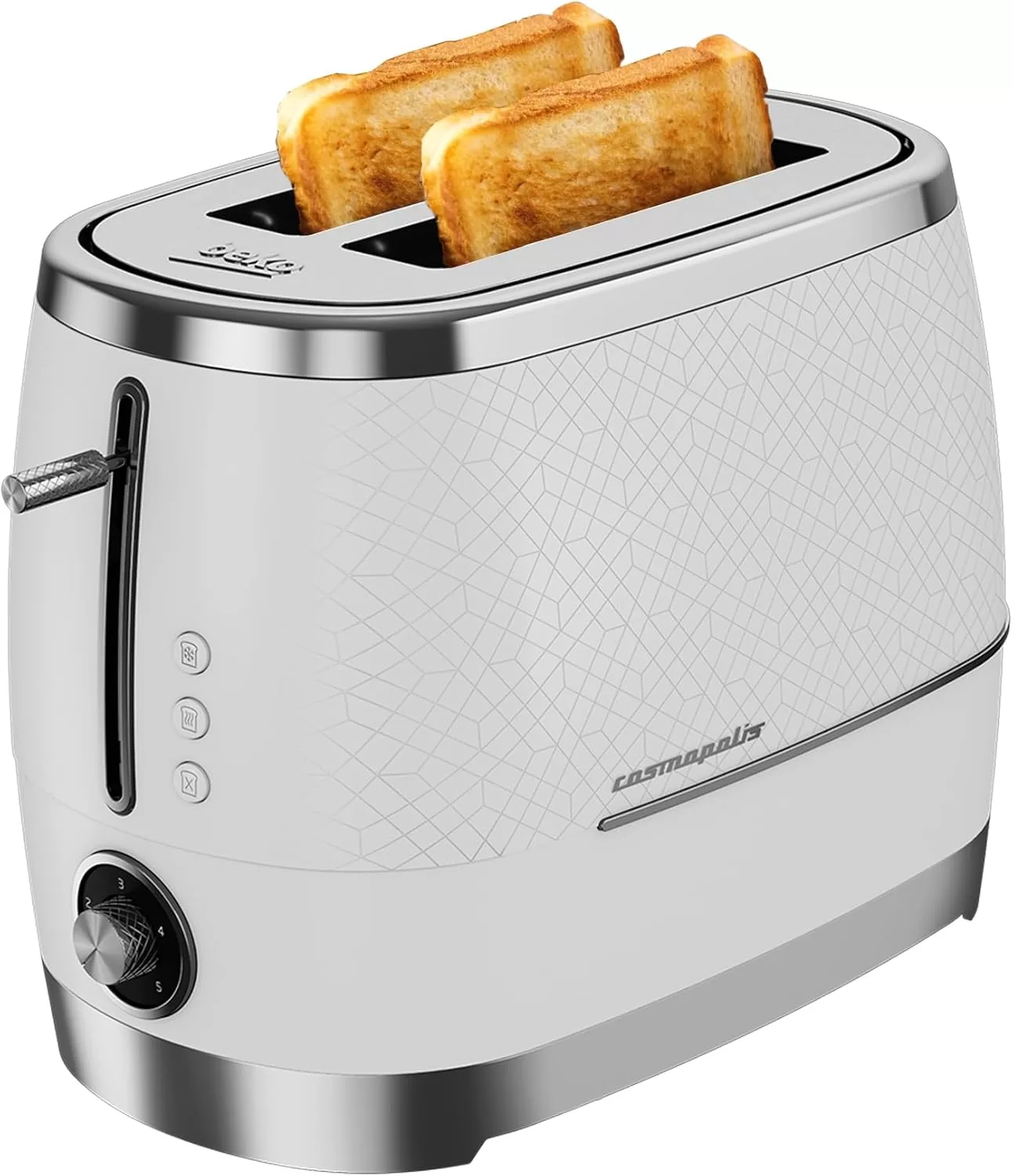 Beko Cosmopolis Toaster TAM8202CR, Retro Duck Egg Teal Design, Extra Wide Slot 2-Slice Toaster, Includes Defrost, Reheat & Cancel Functions