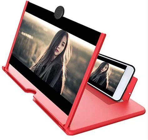Mobile Phone Screen Magnifier, Amplifier with Holder Stand, Red