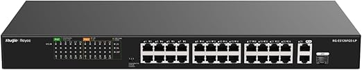 Ruijie RG-ES126FGS-LP, 24-Port 10/100 Mbps with 2-Port Gigabit Unmanaged PoE Switch