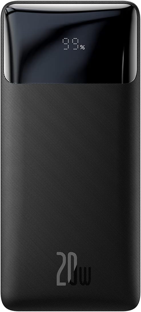 Baseus Bipow LED Display 20000 mAh Power Bank, 20W Fast Portable Charger with USB C, Micro USB & 2 USB-A ports for iPhone 15 Pro Max, 14/13/12/11 Pro Max iPad Pro/Air, Samsung S23 Ultra, etc – Black