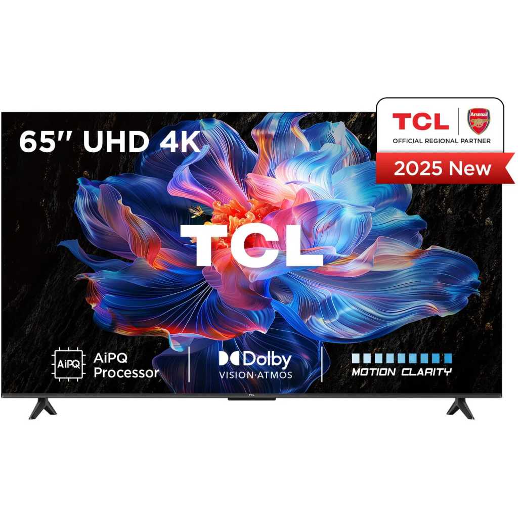TCL 65 Inch UHD 4K HDR Google TV 65V6C; (2025 Model),120Hz Refresh Rate, Smart Android LED TV, AiPQ Processor, Works With Alexa, HDR10+, Motion Clarity, UniBody Design, Bluetooth, Youtube, Netflix, Pr