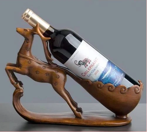 Horse Wine Bottle Holder Home Decor Glass Stand Rack Bar- Brown.